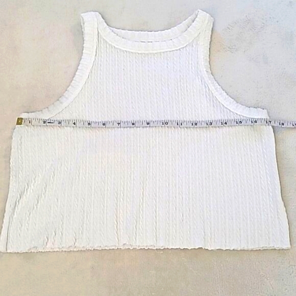 Arizona Jean Co Womens XL Woven Muscle Tee Cropped White Tank Top Aesthetic Boho - Picture 7 of 11